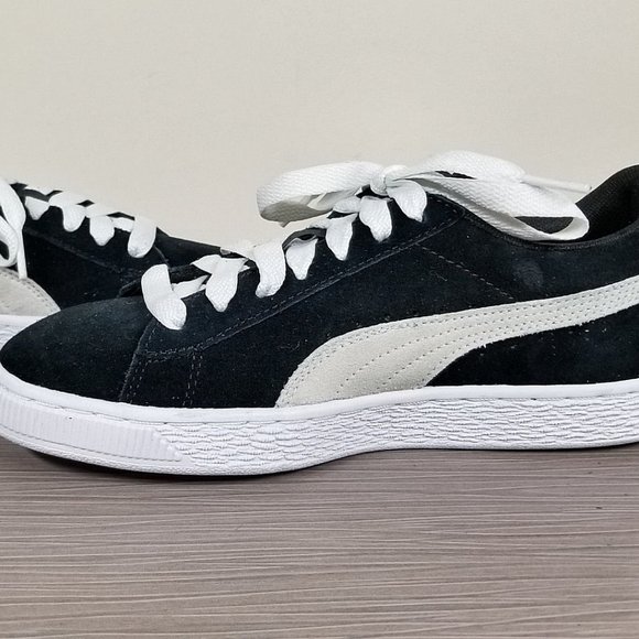 Puma Suede PS Classic Kids Sneaker, Black Suede, Big Kid Size 6 / 38 - Picture 6 of 9